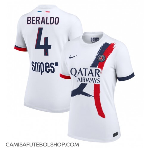 Camisa de time de futebol Paris Saint-Germain Lucas Beraldo #4 Replicas 2º Equipamento Feminina 2025-26 Manga Curta